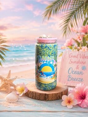 Beach Therapy Water Bottle - Pink, Blue & Green